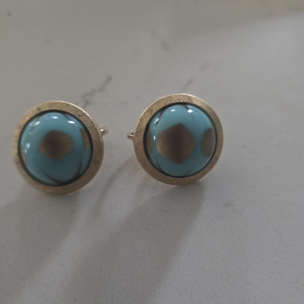 Trifari Gold and Turquoise Earrings